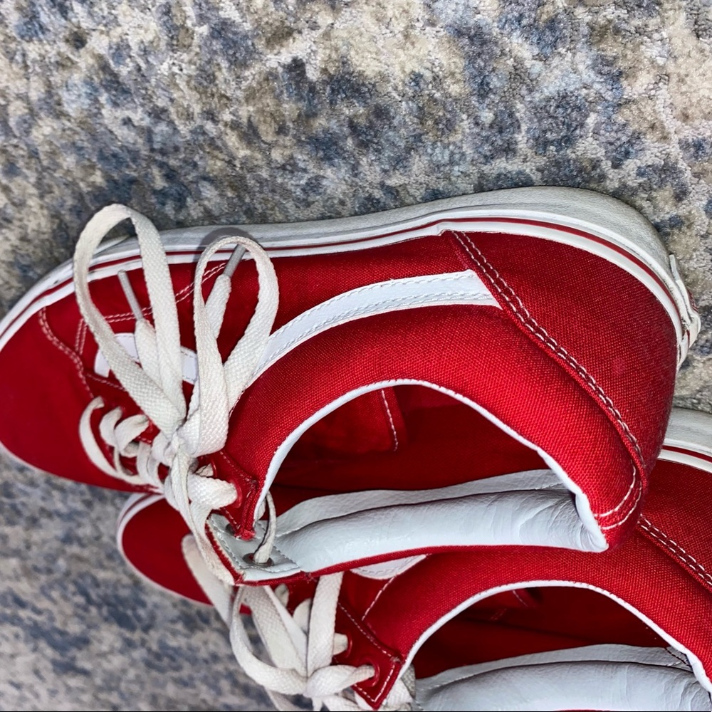 Red and white vans pretty good condition. No box.